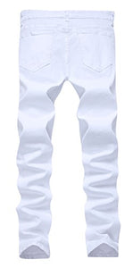 "Crispy Cool" Ripped White Skinny Jeans For Men (28-42) - Cali & Clyde