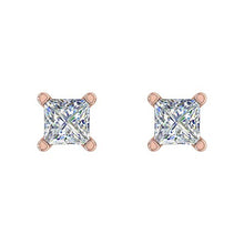 Load image into Gallery viewer, &quot;Pink Passion&quot; 1/4 Carat Princess Cut Diamond Stud Earrings in 14K Rose Gold - Cali &amp; Clyde