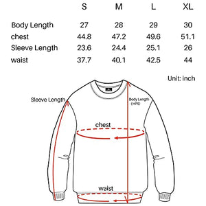 "Bossed Up" Graphic Crewneck Sweatshirt For Men (S-XL) Size Chart