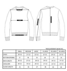 Cali and Clyde "Bear Necessities" Sweatshirt for Men Size Chart