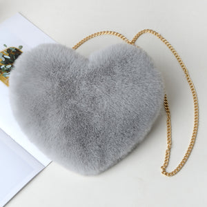 "Sweethearts" Mini Heart Shaped Faux Fur Crossbody Bags For Ladies - Cali & Clyde