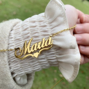"You Name It" Personalized Stainless Steel Necklaces With A Gold Filled Heart For Ladies - Cali & Clyde