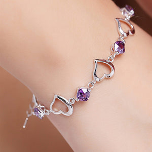 "Purple Hearts" Sterling Silver Bracelets For Ladies - Cali & Clyde