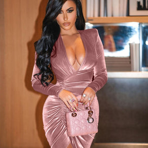 Cali and Clyde "Crush Groove" Velvet Mini Dress Pink