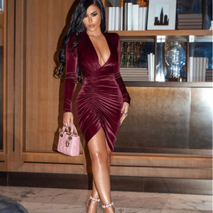 Cali and Clyde "Crush Groove" Velvet Mini Dress Wine Red